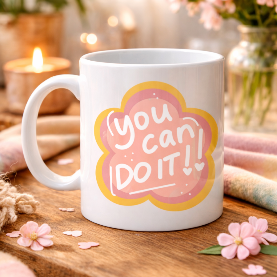 You Can Do It Written Porcelain Mug MODEL 126 – Gift Cup with Motivational Message, Floral Design, Giving Positive Energy You Can Do It Written Porcelain Mug MODEL 126 – Gift Cup with Motivational Message, Floral Design, Giving Positive Energy