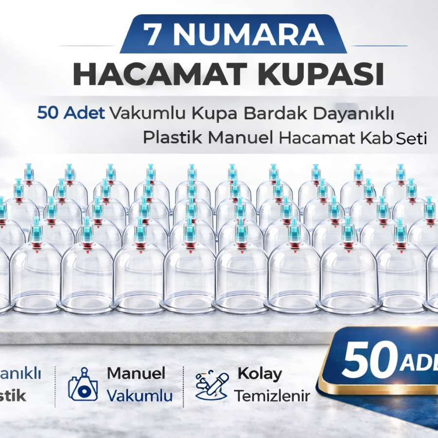 Size 7 Cupping Cup 50 Pieces Vacuum Cup Durable Plastic Manual Cupping Cup Set