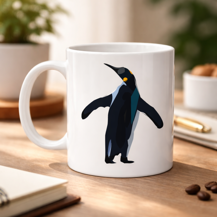 Nihilist Penguin Designed Porcelain Mug MODEL 159 – Minimalist Coffee Cup Special for Those Leaving the Herd – Original Design Gift Mug