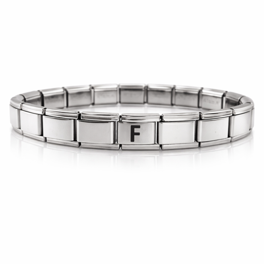Steel Bracelet with Letter F - Personalized Initial Bracelet - Stylish and Elegant Women s Bracelet in Stainless Steel Steel Bracelet with Letter F - Personalized Initial Bracelet - Stylish and Elegant Women s Bracelet in Stainless Steel