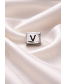 Nomination Bracelet Compatible V Letter Charm – Stainless Steel Letter Module – Personalized Bracelet Accessory