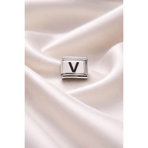Nomination Bracelet Compatible V Letter Charm – Stainless Steel Letter Module – Personalized Bracelet Accessory