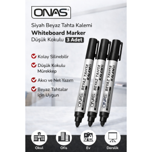 Onas Black Whiteboard Marker Whiteboard Marker Low Odor 3 Pieces Onas Black Whiteboard Marker Whiteboard Marker Low Odor 3 Pieces