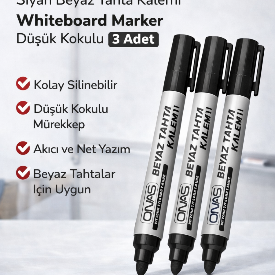 Onas Black Whiteboard Marker Whiteboard Marker Low Odor 3 Pieces Onas Black Whiteboard Marker Whiteboard Marker Low Odor 3 Pieces