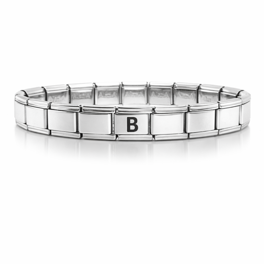 Personalized Letter B Steel Bracelet – Stainless Steel Italian Model Letter Bracelet