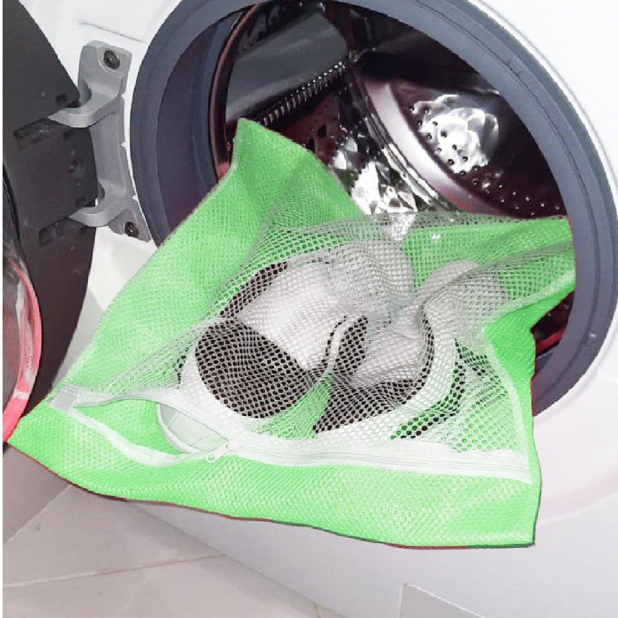 Green - Zippered - Delicate Laundry Slippers Shoes Washing Net Large Size