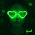Green LED Lighted Heart Glasses – 3 Mode Party & Glow Glasses