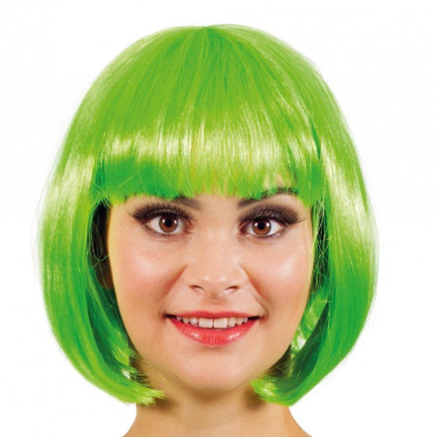 Green Party Wig Short Blunt Hair