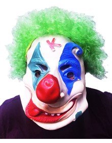 Green Color Afro Bonus Wig Clown Latex Meat Mask