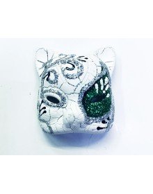 Venetian Cat Model Magnet Made of Green Color Embroidered Ceramic Material