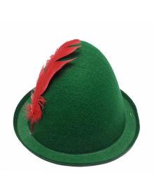 Green Color Red Feather Peter Pan Hat Robin Hood Hat 24X23 cm