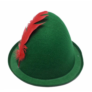 Green Color Red Feather Peter Pan Hat Robin Hood Hat 24X23 cm