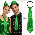 Green Color Sequined Sparkling Party Tie 33 cm