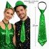 Green Color Sequined Sparkling Party Tie 33 cm