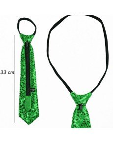 Green Color Sequined Sparkling Party Tie 33 cm
