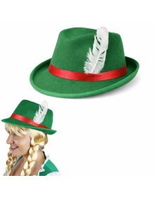 German Bavarian Hat with Green Feathers