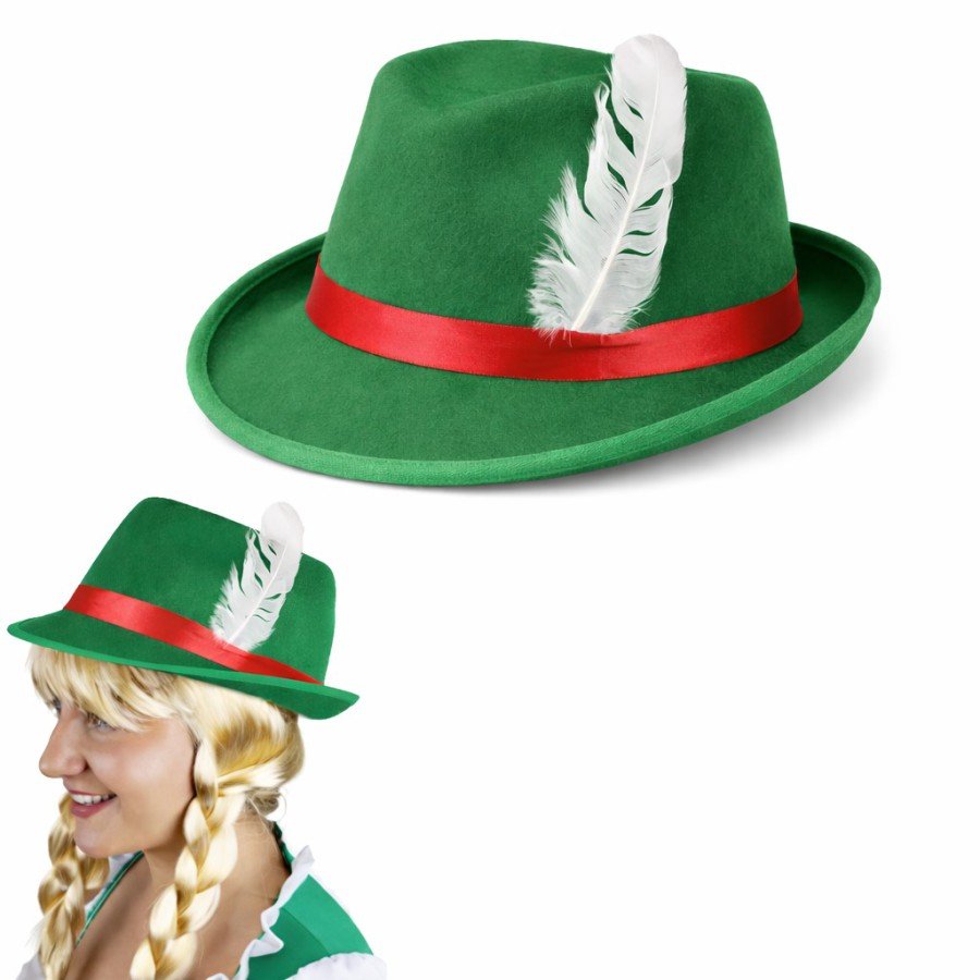 German Bavarian Hat with Green Feathers