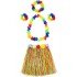 Adult and Child Compatible Luau Aloha Hawaiian Necklace Colorful Skirt Crown and Bracelet Set