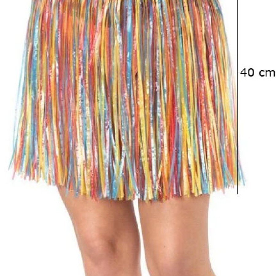 Colorful Tasseled Hawaiian Luau Hula Skirt 40 cm, Compatible with Adults and Children