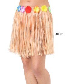 Adult and Child Compatible Straw Color Tassel Hawaiian Luau Hula Skirt 40