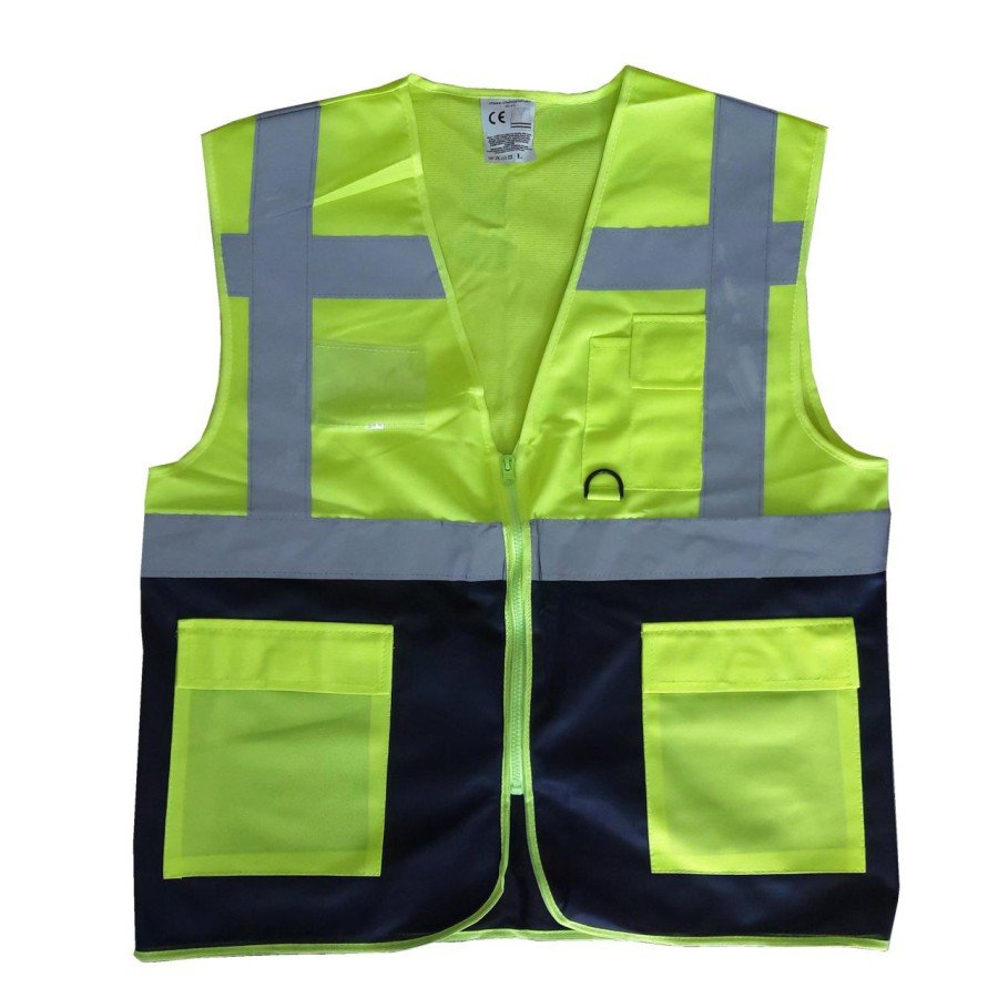 Executive Warning Vest Yellow/Navy Blue Size L Executive Warning Vest Yellow/Navy Blue Size L