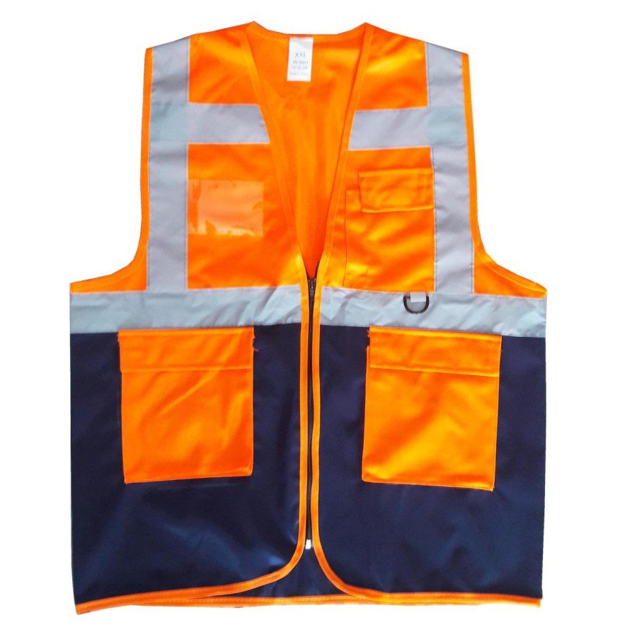 Executive Warning Vest Orange/Navy Blue Size XL