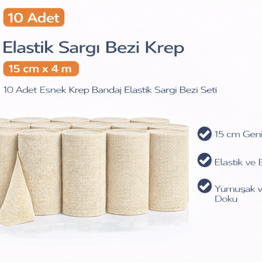 Elastic Bandage Crepe 15 cm x 4 m 10 Pieces Flexible Crepe Bandage Elastic Bandage Set