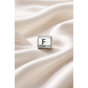 Nomination Compatible Letter F Charm, Steel Bracelet Accessory, Personalized Letter Module, Stylish & Minimal