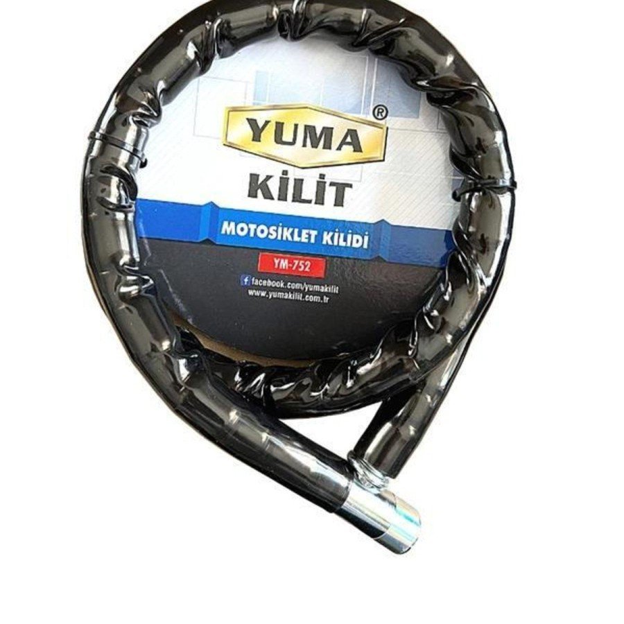 Yuma YM-752 Motorcycle Lock with Key and Bellows Black (Length: 120cm-diameter: 22mm)