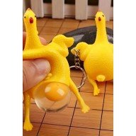 Egg Laying Fun Chicken Keychain Stress Ball Gift Toy Bag Ornament