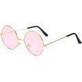 Round Glass John Lennon Style Hippie Gold Framed Pink Glasses
