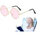Round Glass John Lennon Style Hippie Gold Framed Pink Glasses