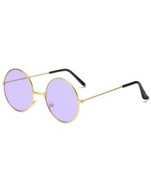 Round Glass John Lennon Style Gold Framed Purple Glasses