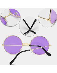 Round Glass John Lennon Style Gold Framed Purple Glasses