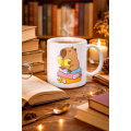 Porcelain Mug with Book Reading Capybara Design MODEL 100 – Warm and Cute Design for Enjoying Coffee & Tea CAPYBARA
