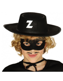 Zorro Hat and Zorro Mask with Z Logo Kids Size