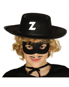 Zorro Hat and Zorro Mask with Z Logo Kids Size