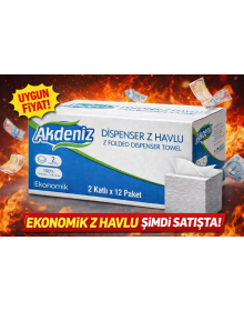 Akdeniz Dispenser Z Towel 2 Layer 12 Pack | 100% Cellulose | Economical Z-Fold Paper Towel