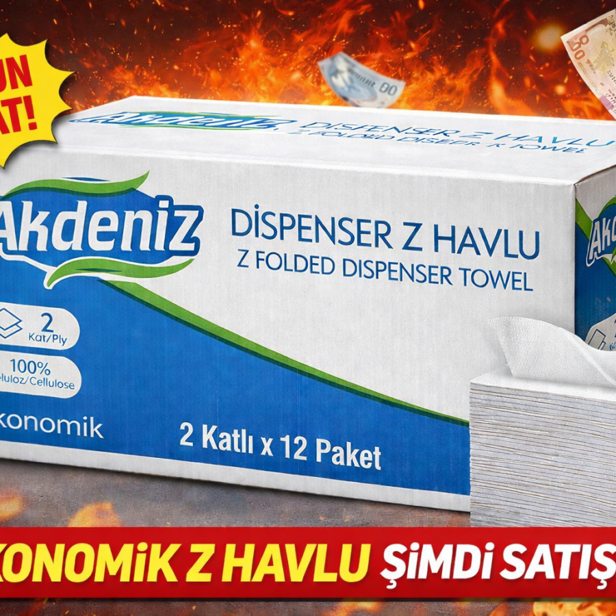 Akdeniz Dispenser Z Towel 2 Layer 12 Pack | 100 Cellulose | Economical Z-Fold Paper Towel
