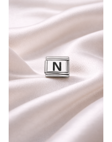 Nomination Compatible N Letter Charm | Steel Bracelet Accessory | Personalized Letter Module | Minimal & Stylish Design
