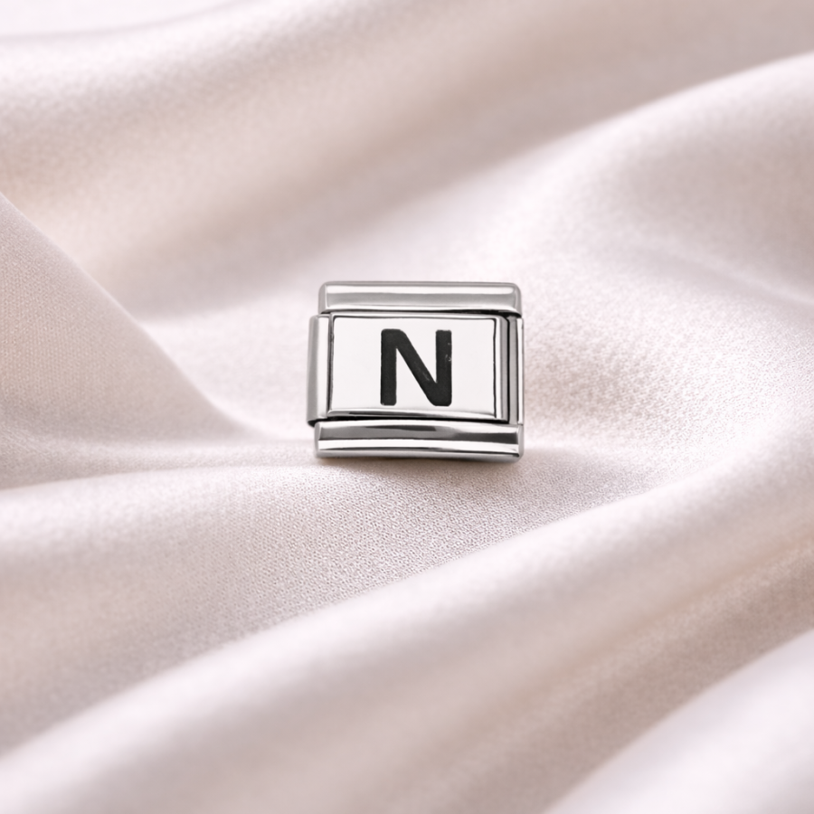 Nomination Compatible N Letter Charm | Steel Bracelet Accessory | Personalized Letter Module | Minimal & Stylish Design