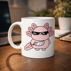 Cool Axolotl Designed Porcelain Mug MODEL 83 – Fun, Cute and Energy-Full Coffee Cup