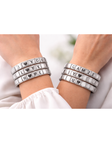Customizable Steel Bracelet - Stainless Steel Bracelet with Lettered Charm Module - Special Design with Name Written