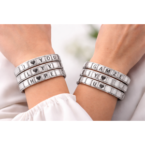 Customizable Steel Bracelet - Stainless Steel Bracelet with Lettered Charm Module - Special Design with Name Written