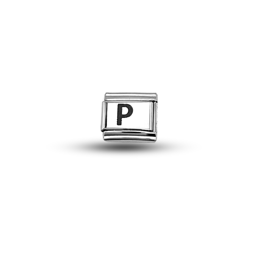 Nomination Compatible “P” Letter Charm – Steel Bracelet Module, Personalized Letter Accessory