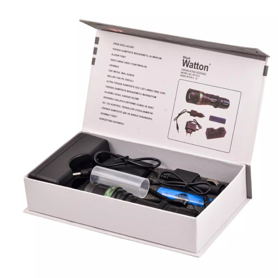 Zoom Auto Rechargeable Flashlight Watton Wt-012