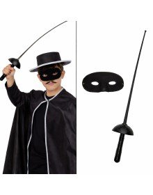 Zorro Costume Plastic Accessory Set – Mask and Sword (67 cm)