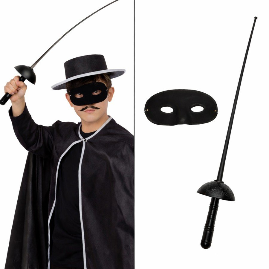 Zorro Costume Plastic Accessory Set – Mask and Sword (67 cm)