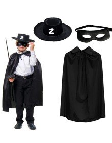 Zorro Cloak Hat and Mask Set Kids Size