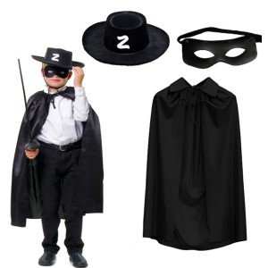 Zorro Cloak Hat and Mask Set Kids Size